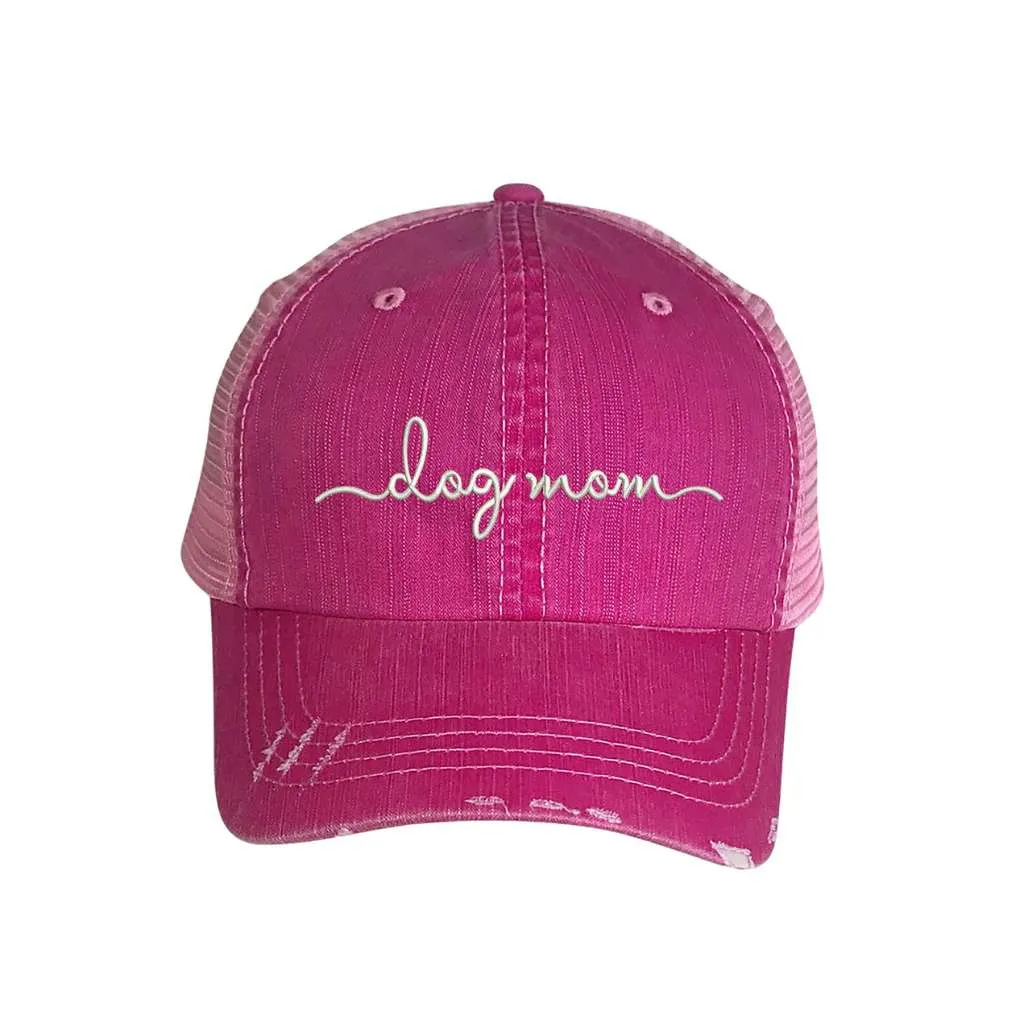 Dog Mom Washed Distressed Trucker Hat