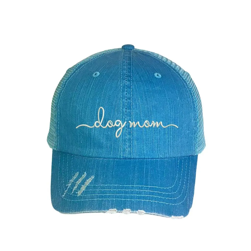 Dog Mom Washed Distressed Trucker Hat