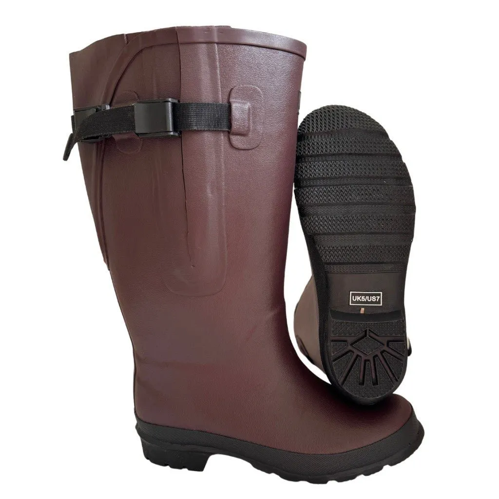 Extra Wide Calf Brown Wellies with Rear Gusset - Wide Foot & Ankle - Fit 40-50cm Calf